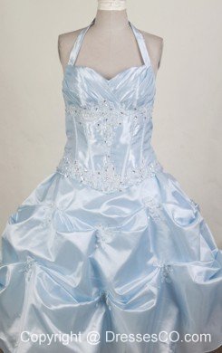 Pretty Ball Gown Halter Top Long Little Girl Pageant Dress