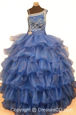 Stylish Ruffled Layers Little Girl Pageant DressBall Gown Asymmetrical Long Organza