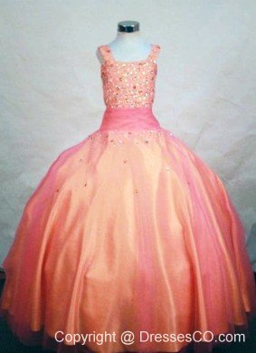 Multi-color Ball Gown Straps Beading Little Girl Pageant DressCustom Made