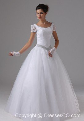 Scoop For Wedding Dress Short Sleeves Ball Gown Lace