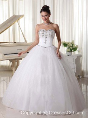 Organza Ball Gown Beaded Decorate and Waist With Rhinestones For Custom Made Wedding Dress