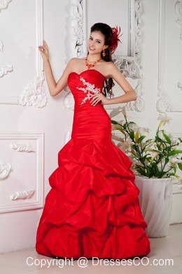Beautiful Red Mermaid Prom / Evening Dress Taffeta Appliques Long