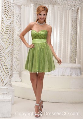 Custom Made Lovely Empire Prom / Cocktail Dress For Sequin and Tulle With Sash Sweetheart