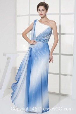 One Shoulder For Ombre Color Prom Dress With Ruching