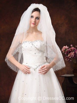 Inspired 4-Layer White Bridal Veil On Sale
