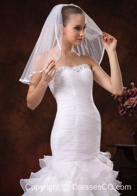 Taffeta Trim Edge Discount Tulle Bridal Veils For Wedding