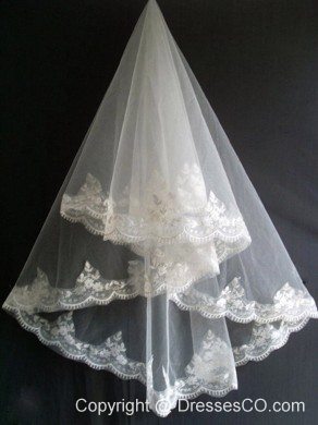 Lace Appliques Tulle Beautiful Wedding Veil