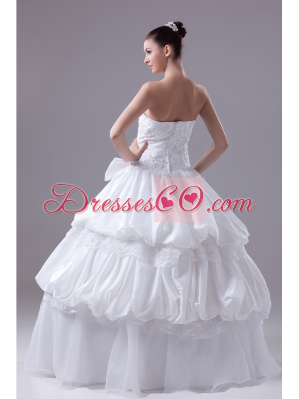 Bowknot Gorgeous Long Ball Gown Strapless Wedding Dress