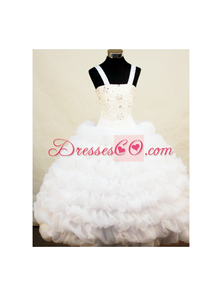 Beautiful and White For Little Girl Pageant DressWith Ruffled Layers