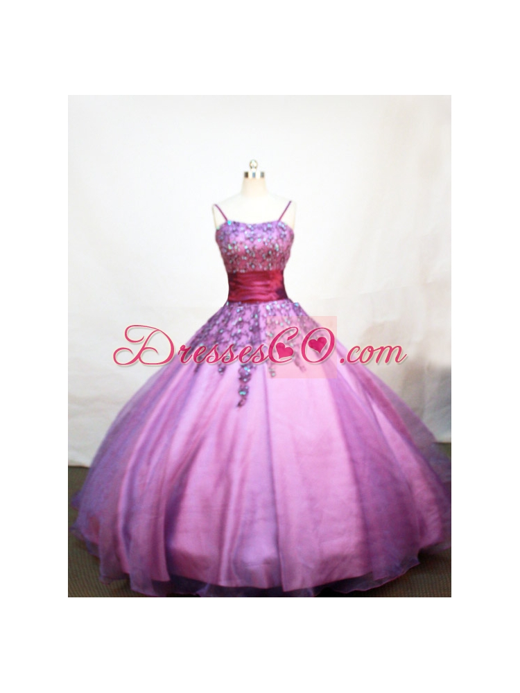 Lovely Purple Little Girl Pageant DressWith Appliques and Straps