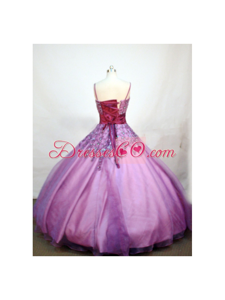Lovely Purple Little Girl Pageant DressWith Appliques and Straps