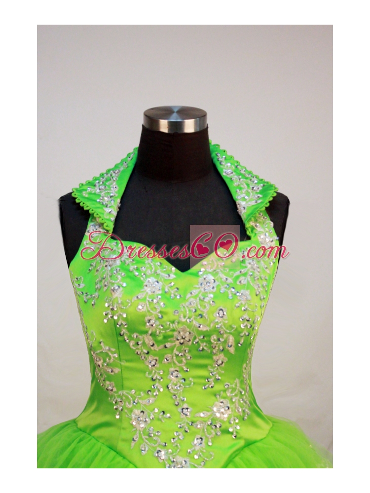Fashionable Little Girl Pageant DressWith Halter Top and Spring Green
