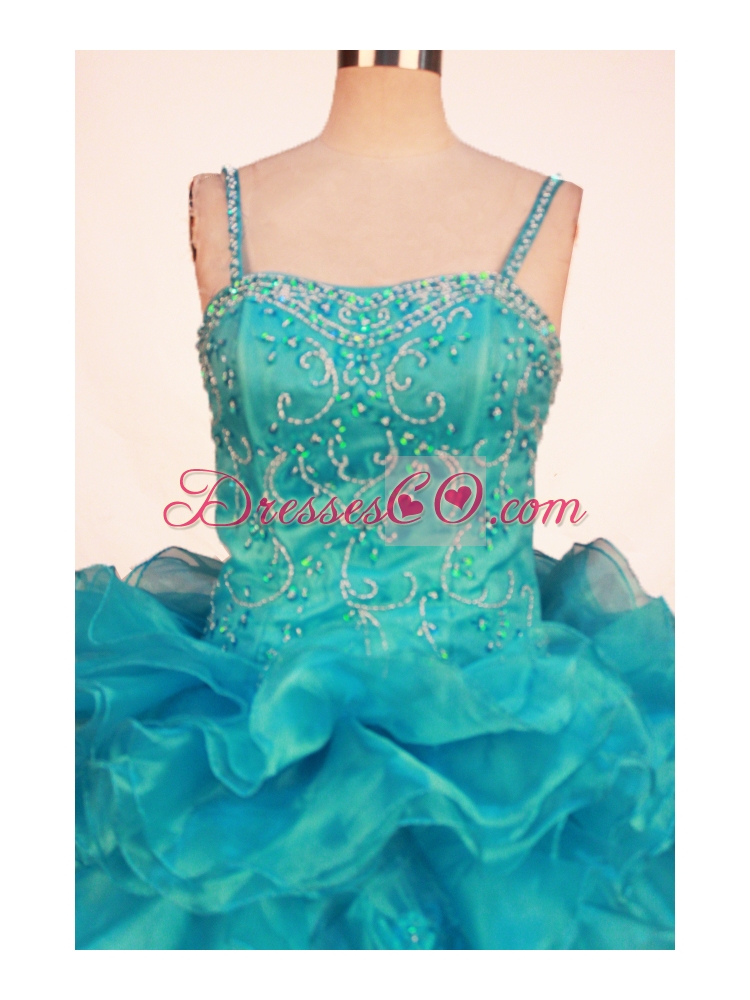 Lovely Blue Little Girl Pageant DressWith Ruffles and Beading