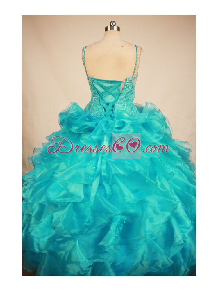 Lovely Blue Little Girl Pageant DressWith Ruffles and Beading