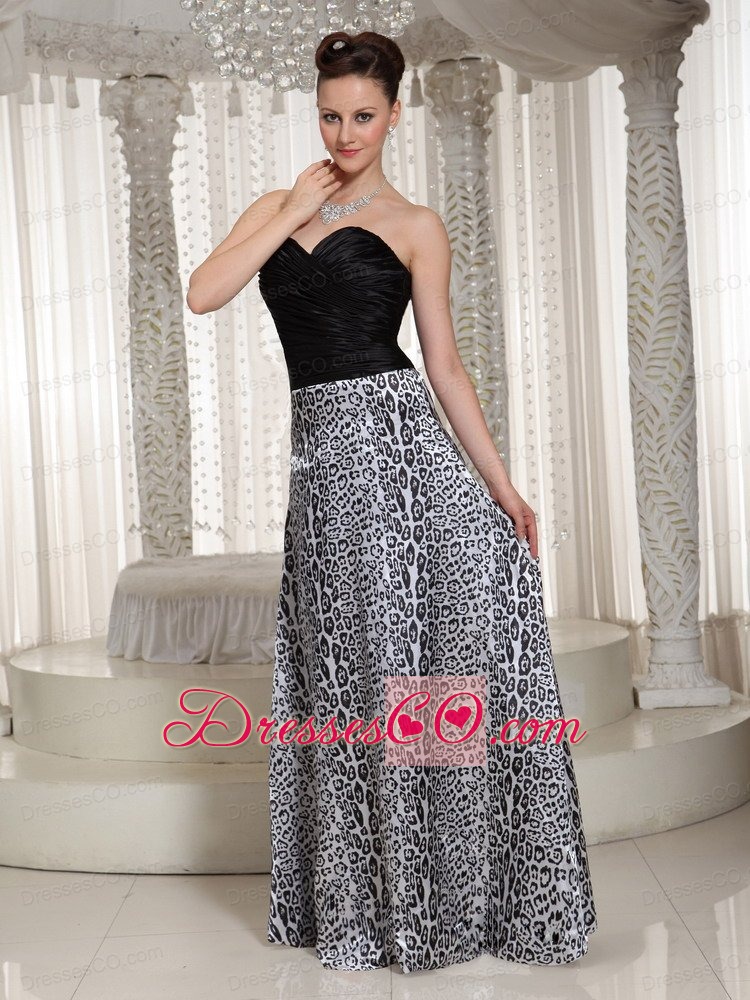 Ruched Bodice Embellishment Leopard Prom Dress With Long
