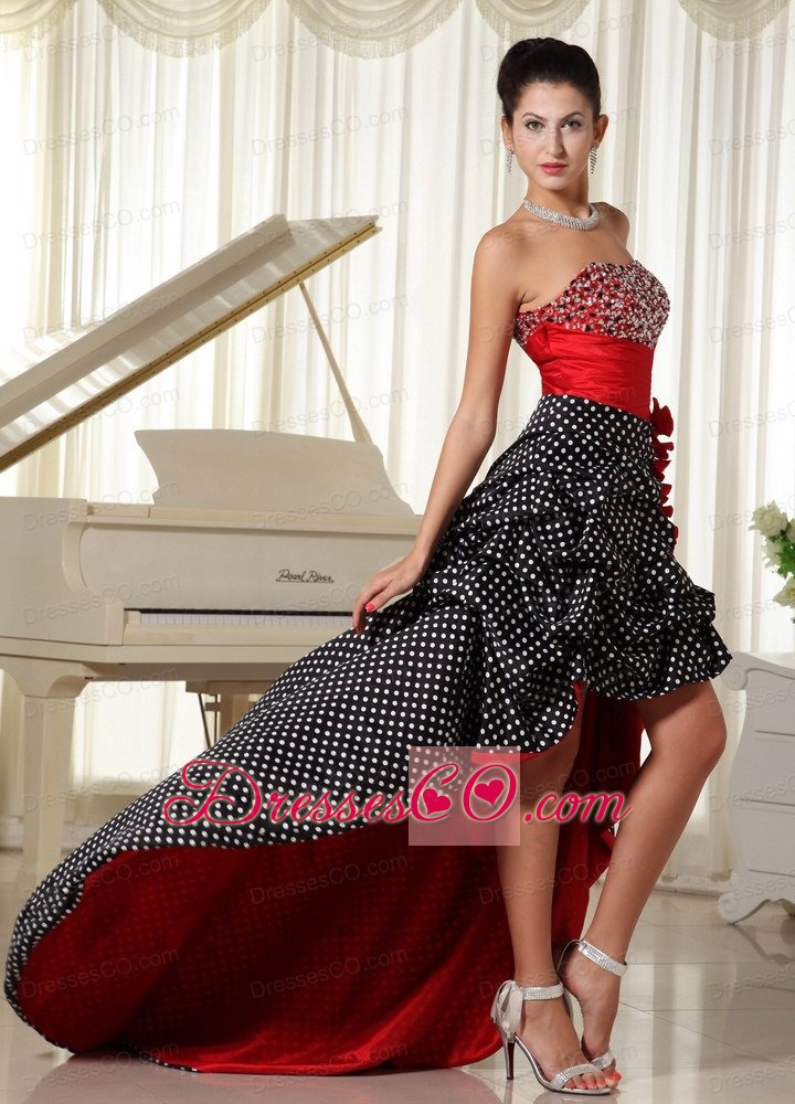 Zipper Special Fabric Beaded Decorate Bust High-low Prom Dress