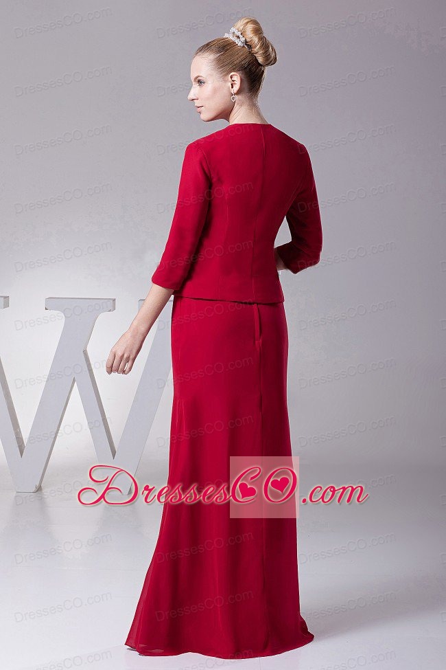 Wine Red Straps Mother Of The Bride Dress For Custom Made