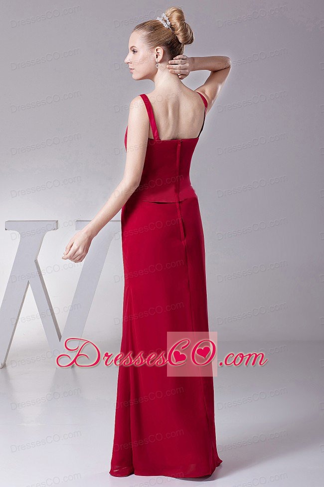 Wine Red Straps Mother Of The Bride Dress For Custom Made