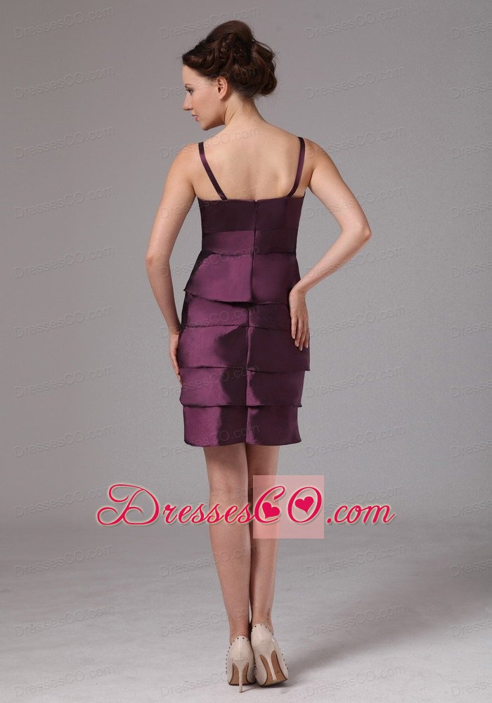 Dark Purple Layers And Embroidery With Beading Mother Of The Bride Dress Mini-length