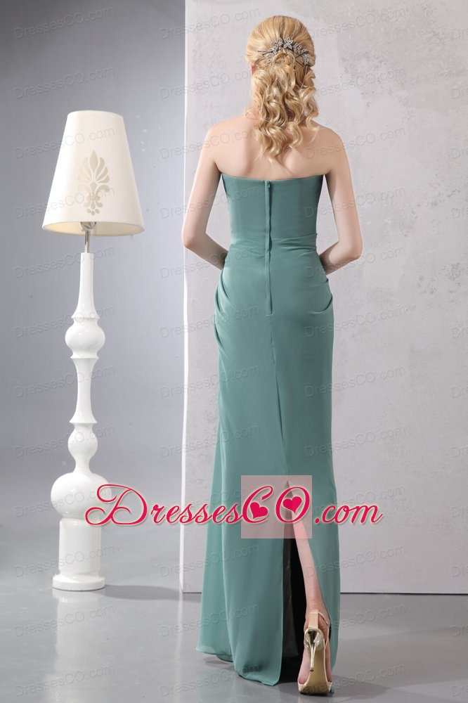 Green Column Long Chiffon Sequins Prom Dress