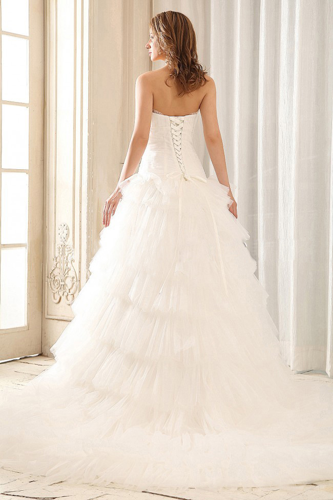 Popular Ball Gown Appliques Wedding Dress With Ruffled Layers Tulle In 2013
