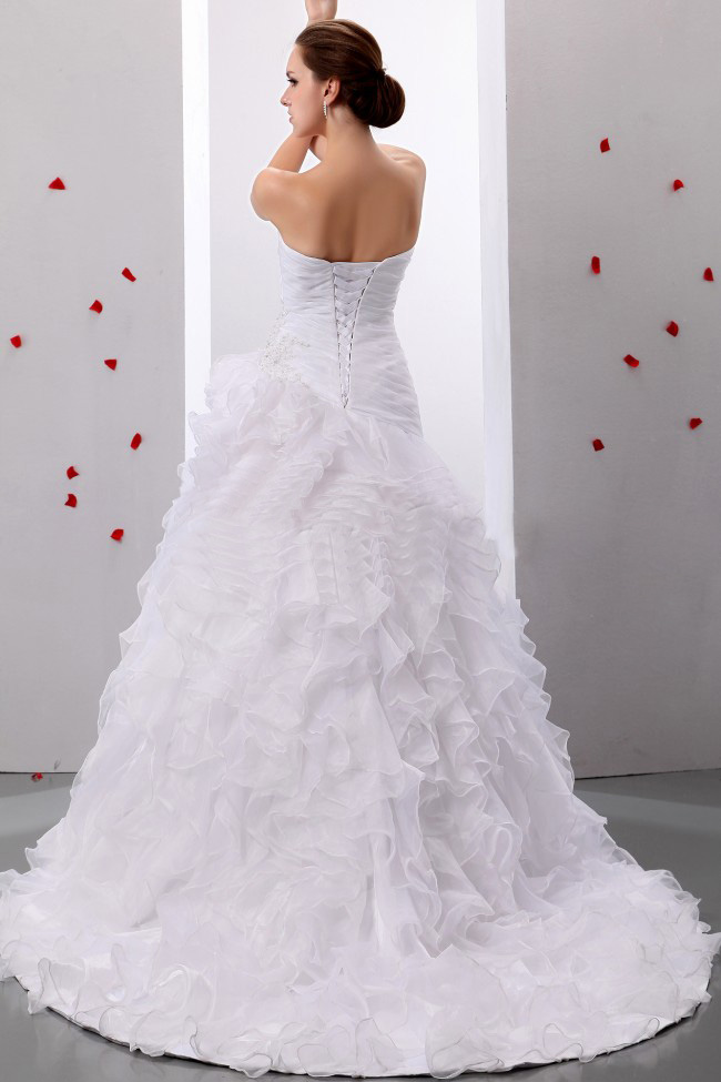 A-line Sweet Ruffles Wedding Dress With Ruched Bodice In 2013