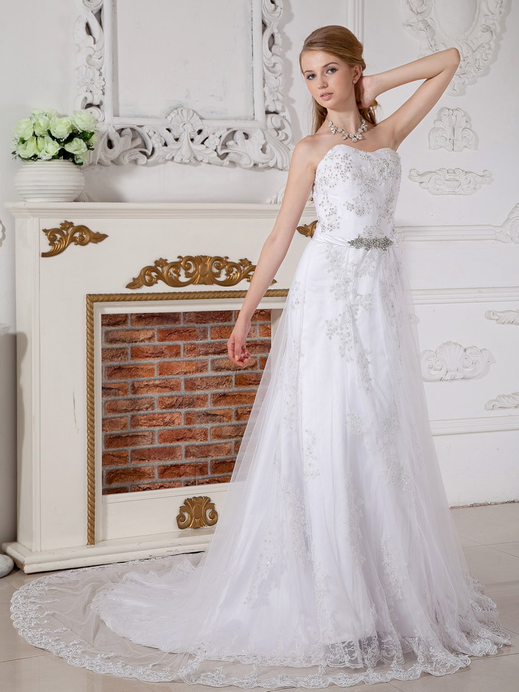 The Brand New Empire Court Train Lace Beading Wedding Dress