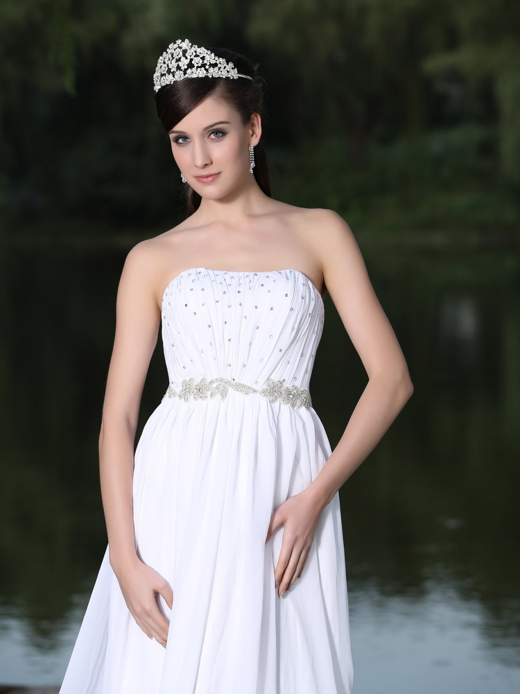 Clearence For Wedding Dress With Strapless Sweep Chiffon