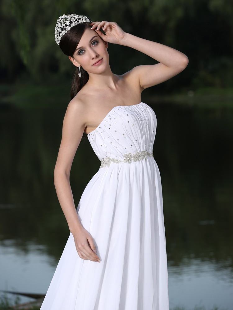Clearence For Wedding Dress With Strapless Sweep Chiffon