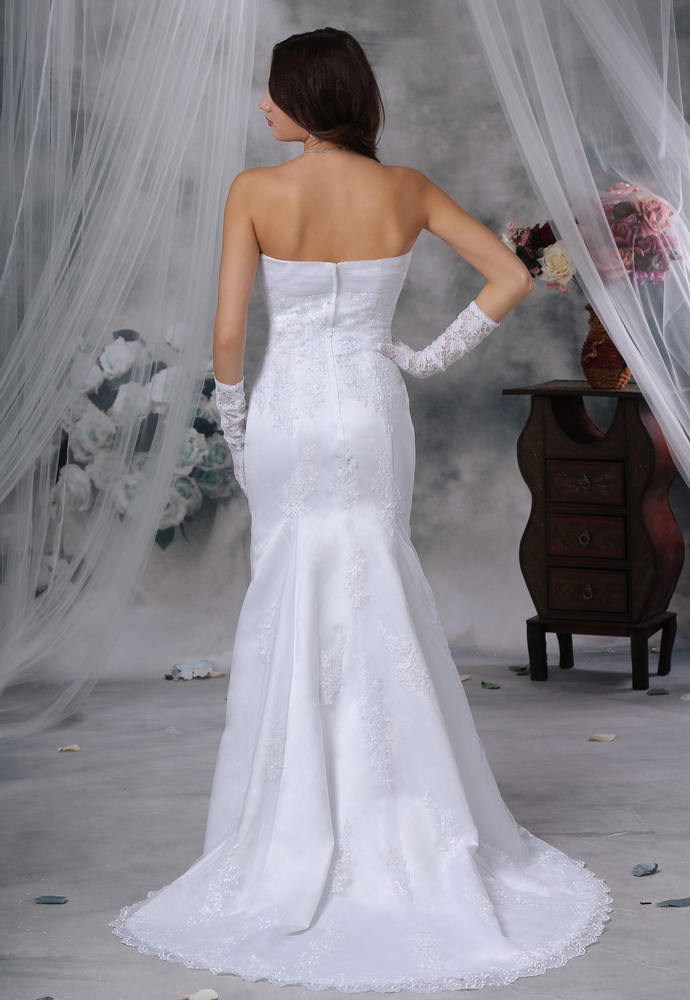 Lace Decorate Bodice Mermaid Neckline Brush Train Wedding Dress For 2013