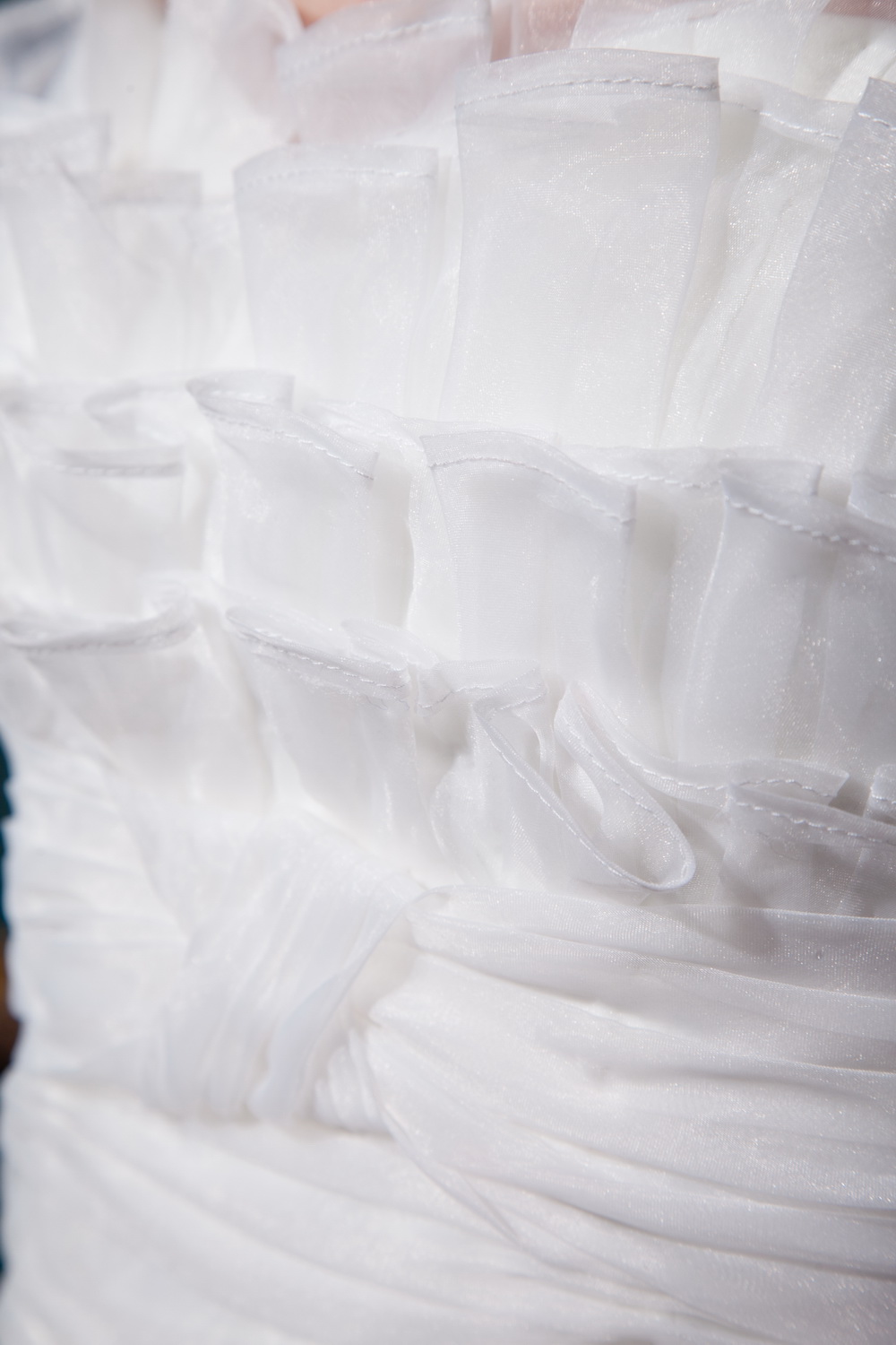 Popular Mermaid Strapless Court Train Organza Ruching Wedding Dress