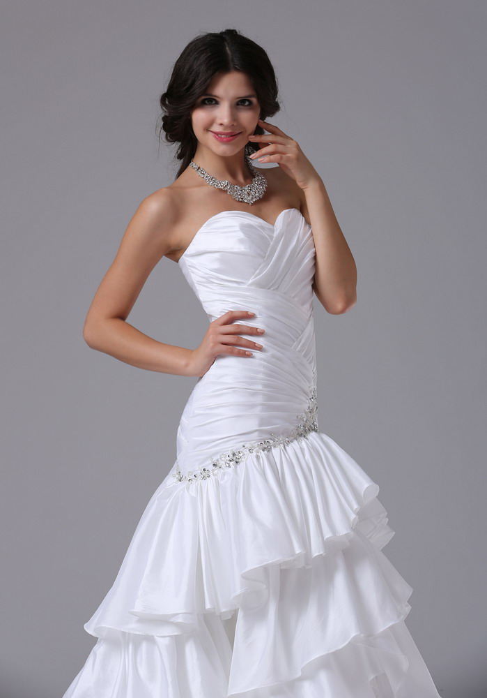 Mermaid and Ruched Bodice Ruffled Layers For Wedding Dress