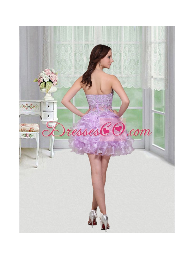 Nifty Organza Embroidery and Ruffles Homecoming Dress in Lavender