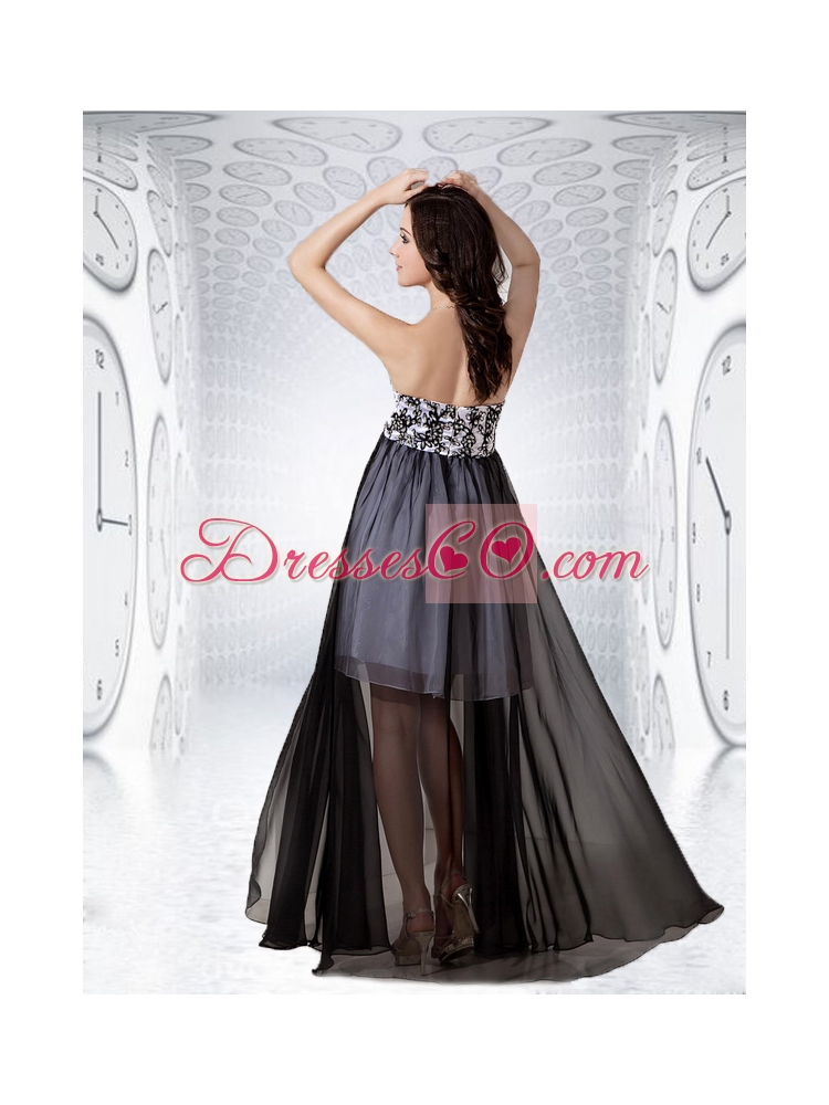 Amazing Black and White Chiffon Empire Prom Dress for