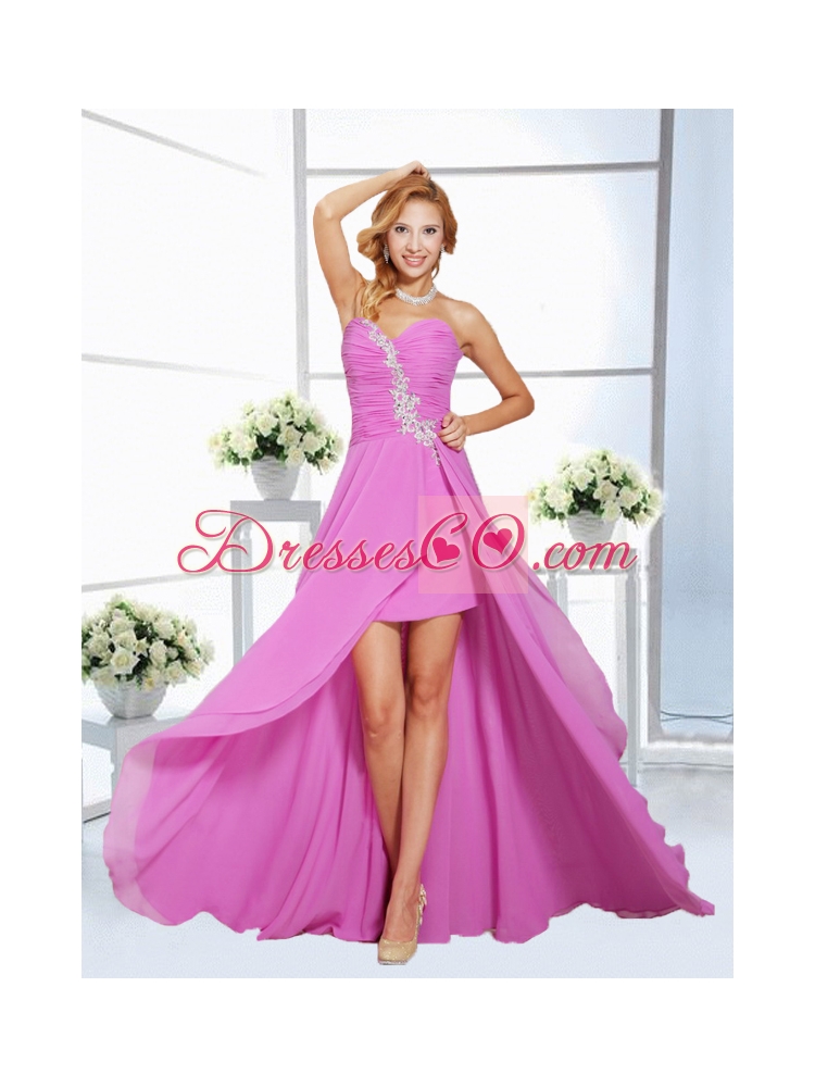 Beautiful Lilac Empire Appliques and Ruching Prom Dress