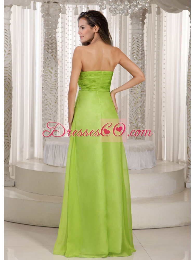Popular Spring Green Prom Dress with Beading and Ruching