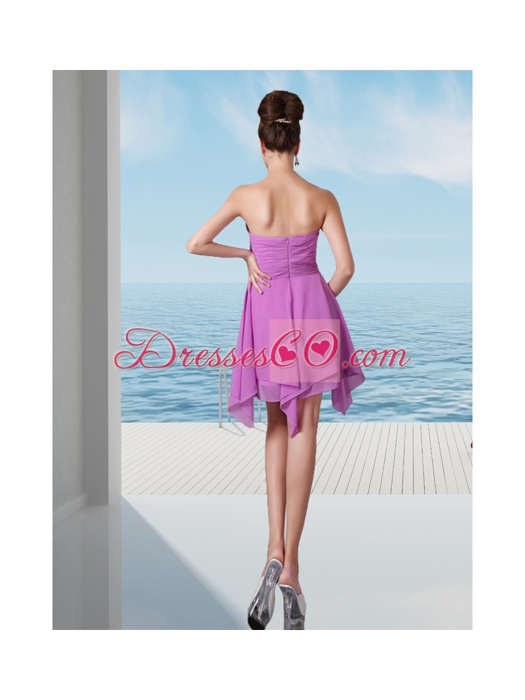 Chiffon Lavender Empire Asymmetrical Prom Dress