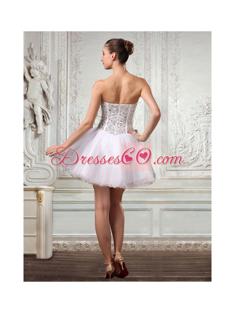 Lovely Short White Prom Dress with Beading
