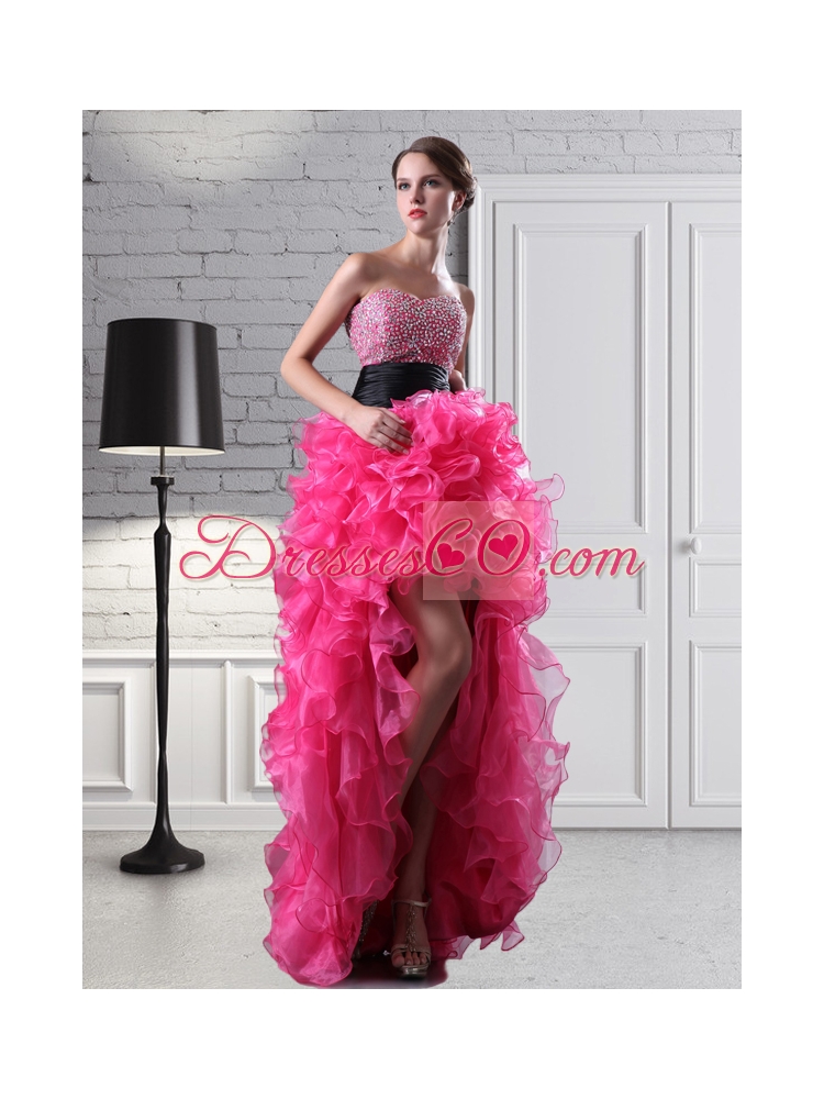 Pretty High Low Beading Organza Prom Dress for