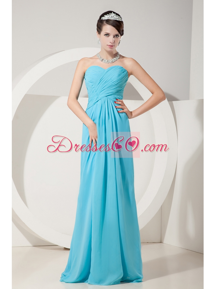 Elegant Baby Blue Empire Ruch Chiffon Prom Dress