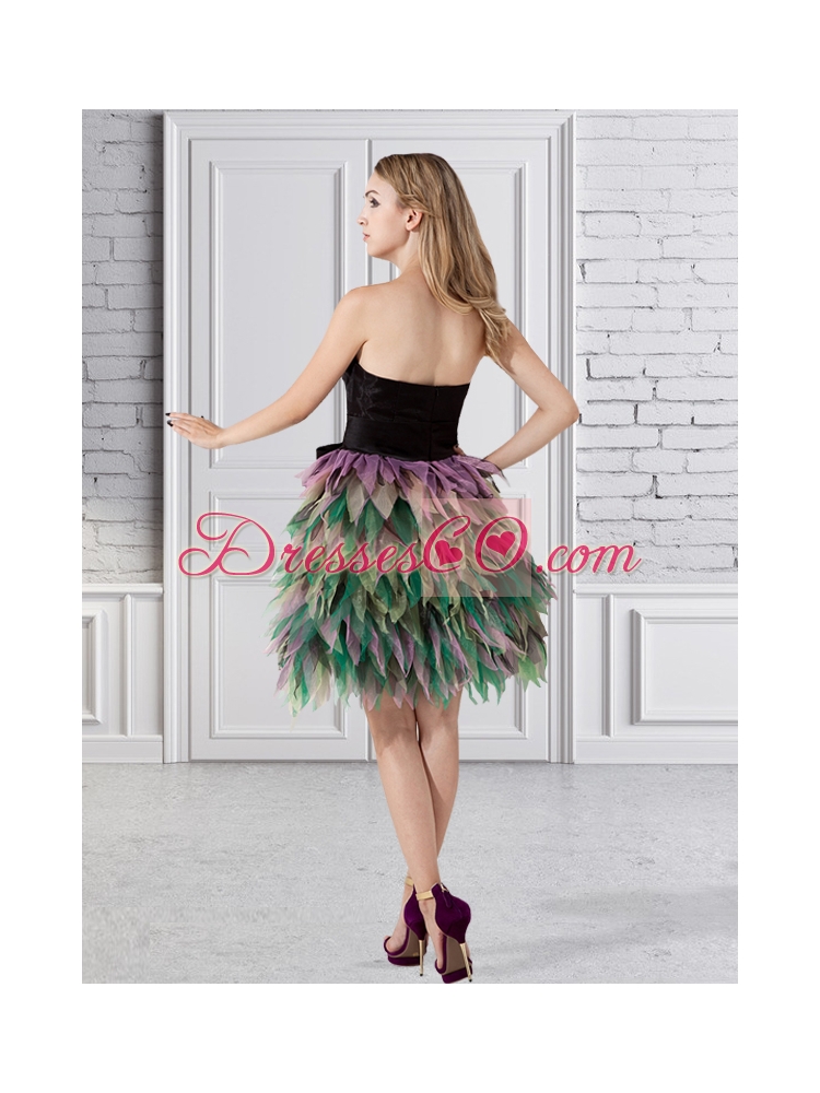 A Line Ruffled Layers Organza Prom Dress with Strapless