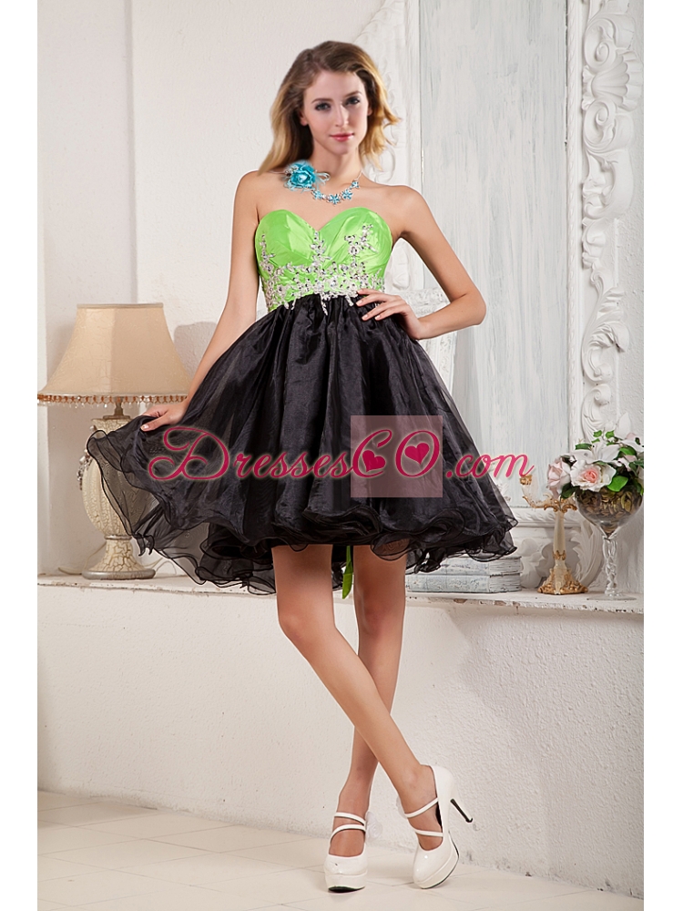 Black and Spring Green A Line Beaded Exquisite Prom Dress