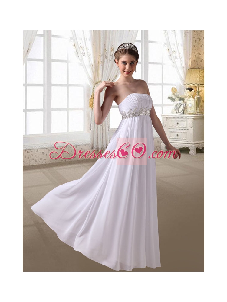 Cheap Empire Floor Length Ruching Chiffon Prom Dress with Strapless