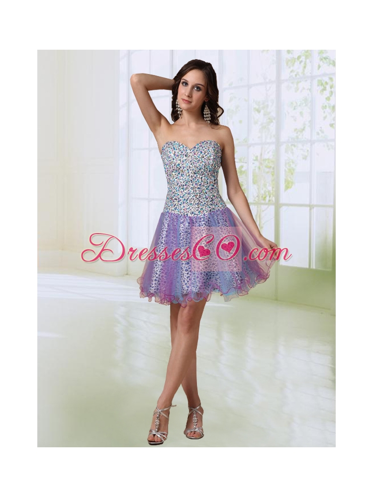 Colorful A Line Beading Leopard and Organza Prom Dress