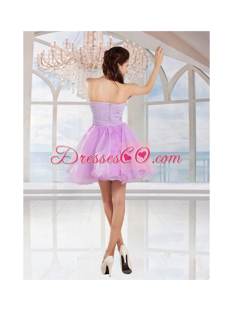 Cute Lilac Princess Beading Prom Dress with Sash