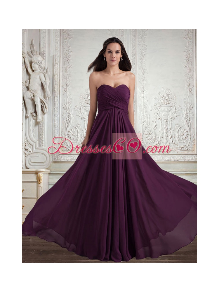 Dark Purple Empire Ruching Popular Chiffon Prom Dress