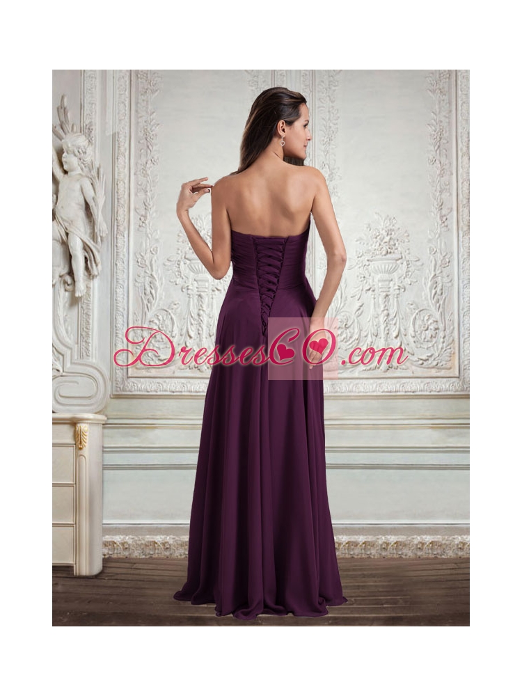 Dark Purple Empire Ruching Popular Chiffon Prom Dress
