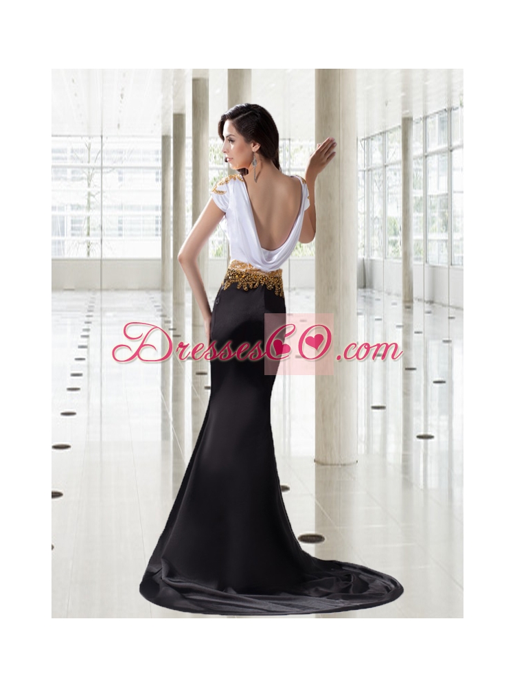Mermaid Bateau Exclusive Prom Dress with Gold Beading