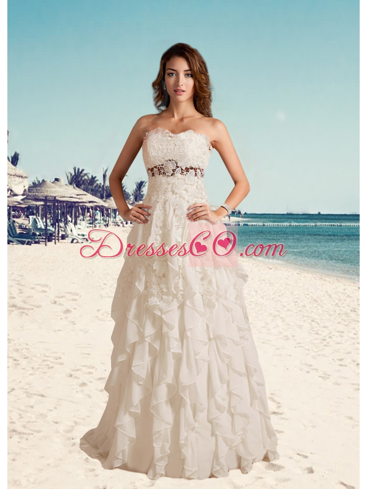 Pretty A Line Wedding Gowns with Brush Train
