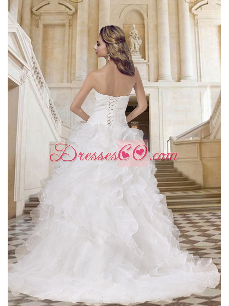 Fashionable A Line Straples Wedding Dress with Court Train